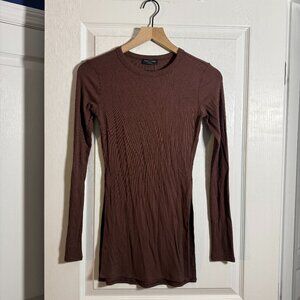 NWT - Naked Wardrobe - Long Sleeve Ribbed T-Shirt - Medium - Chocolate Brown